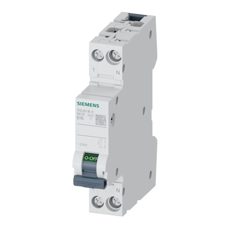 Miniature Afbryder 1Pol+N B-Kurve 16A 6kA 230V IP20 Siemens