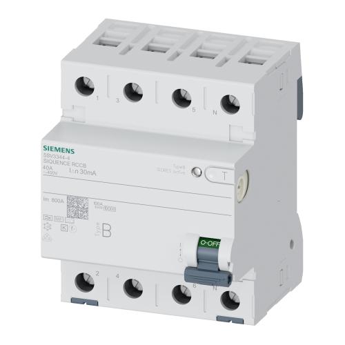 Reststrømsafbryder 4Poler B-Type 40A 30mA 400V IP20 Siemens
