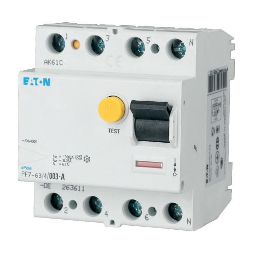 Reststrømsafbryder 4Polet A-Type 63A 30mA 400V IP20 Eaton