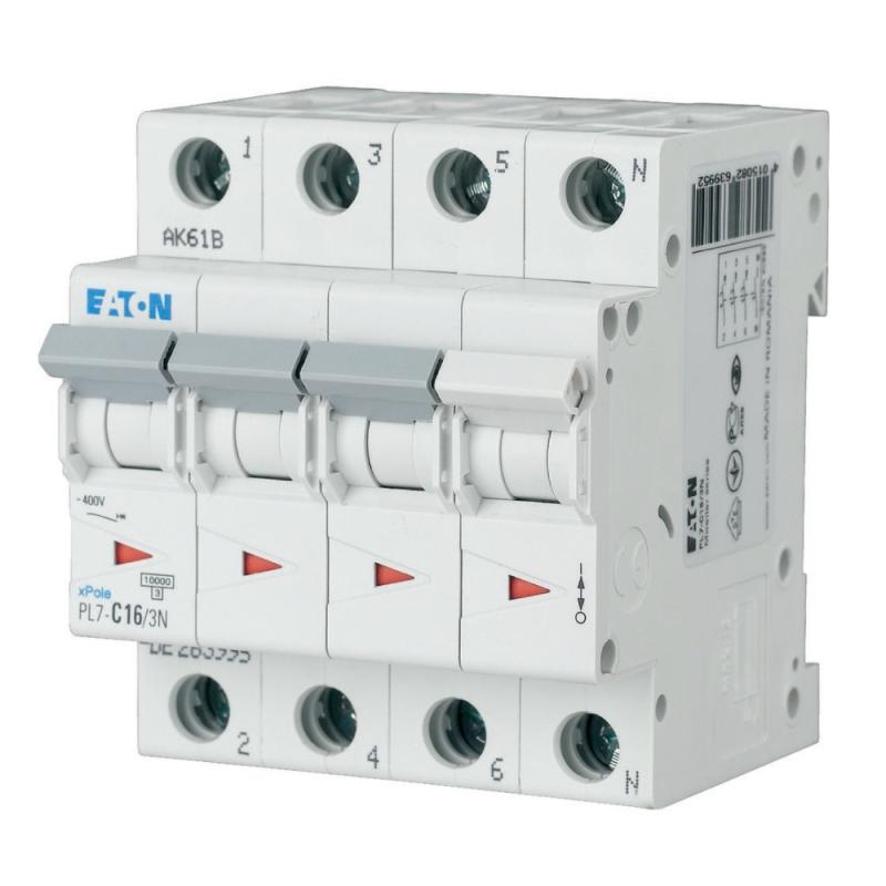 Miniatureafbryder 3Polet+N B-Kurve 16A 10kA 400V IP20 Eaton