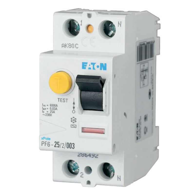 Reststrømsafbryder 2Polet AC-Type 25A 30mA 230V IP20 Eaton