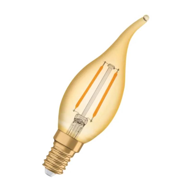 LED Lampe Vintage 1906 Classic BA 22 Filament 2,5W 824 Guld E14 10stk Osram