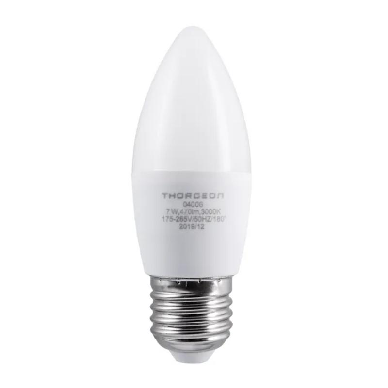 LED Pære 7W 175-265V 3000K 470lm E27 B35 IP20 Varm Hvid 10stk Thorgeon