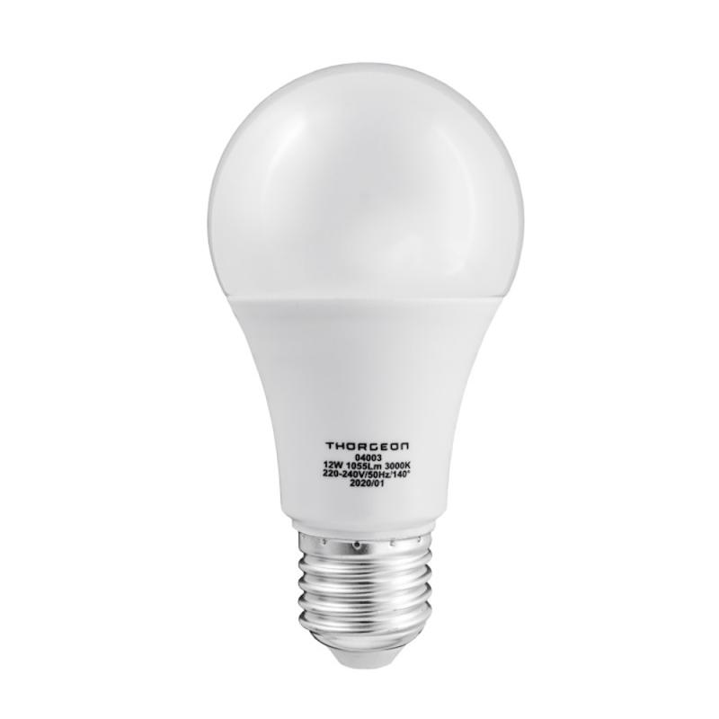 LED Pære 12W 220-240V 3000K 1055lm E27 A60 Hvid IP20 10stk Thorgeon