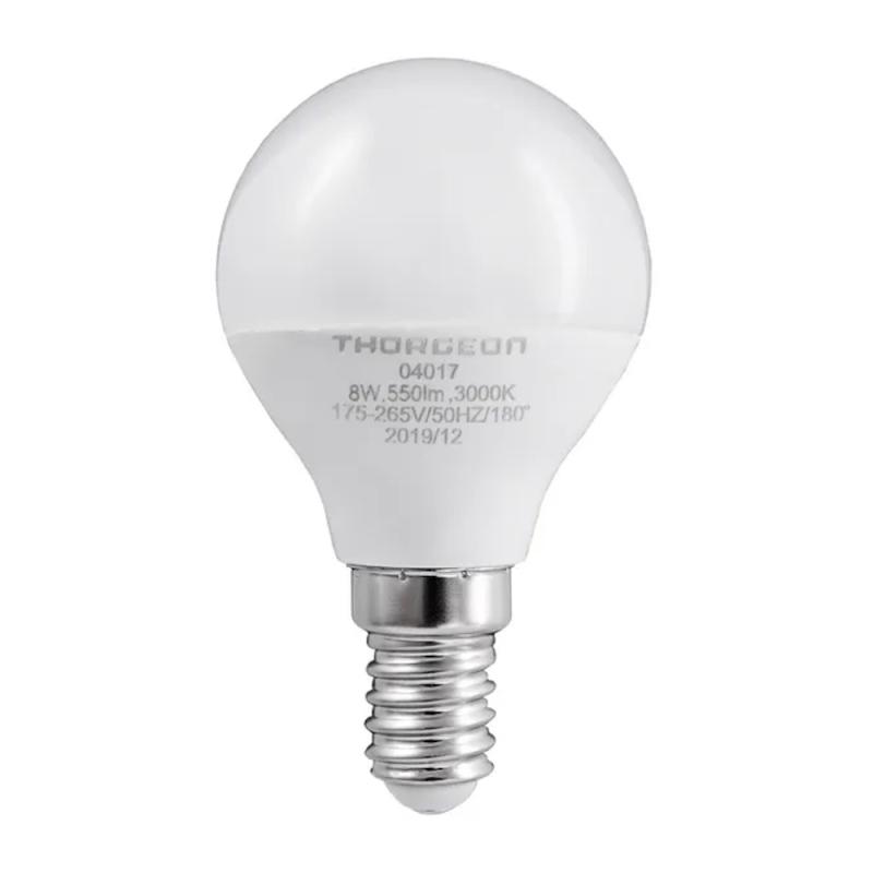 LED Pære 8W 175-265V 3000K 550lm E14 P45 IP20 Varm Hvid 10stk Thorgeon