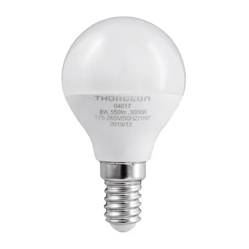 LED Light Bulb 8W 175-265V 3000K 550lm E14 P45 IP20 Warm White 10pcs Thorgeon