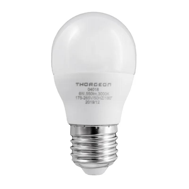 LED Pære 8W 175-265V 3000K 550lm E27 P45 IP20 Varm Hvid 10stk Thorgeon