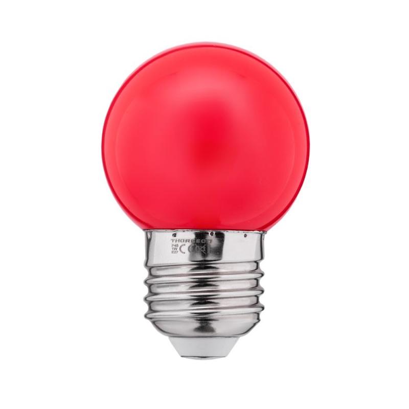 LED Färglampa 1W 220-240V 10lm E27 G45 PC Röd 10st Thorgeon