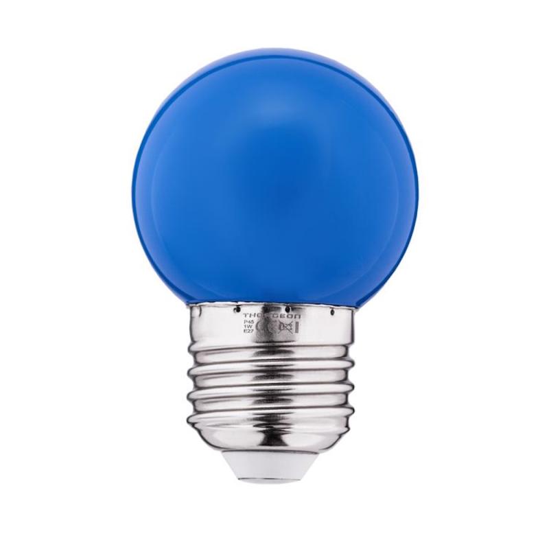 LED Farvepære 1W 220-240V 10lm E27 G45 PC Blå 10stk Thorgeon