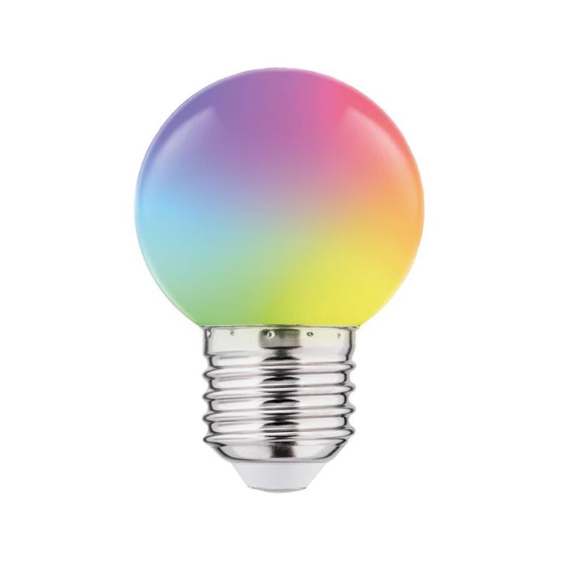 LED Färglampa 1W 240V E27 G45 RGB Frostad 10st Thorgeon