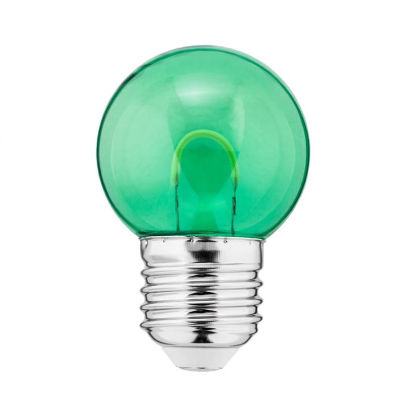 LED Lampa Filament U 1W 240V E27 G45 IP20 Grön Klar 10st Thorgeon