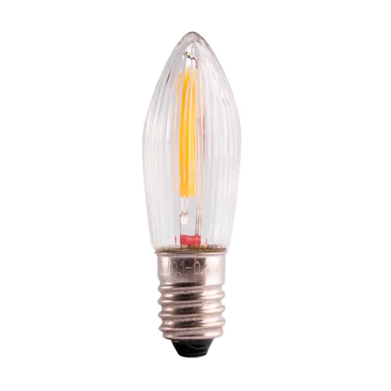 LED Pære Klar Ribbet 0,2W 8-55V 2100K 12Lm E10 IP20 3stkx10pak Thorgeon