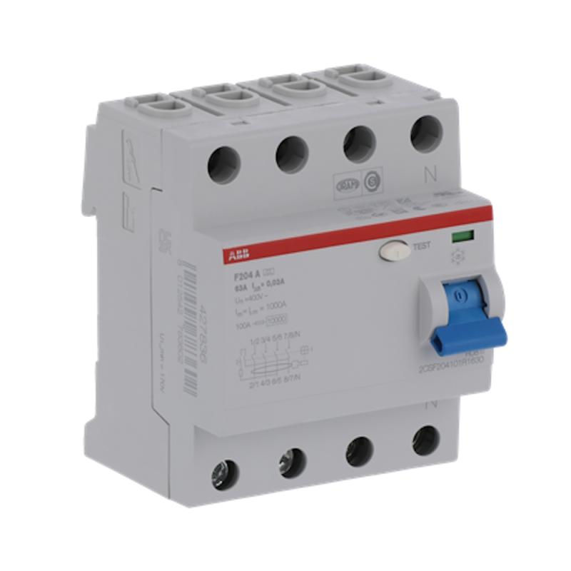 Reststrømsafbryder 4Polet A-Type 63A 30mA 400V ABB
