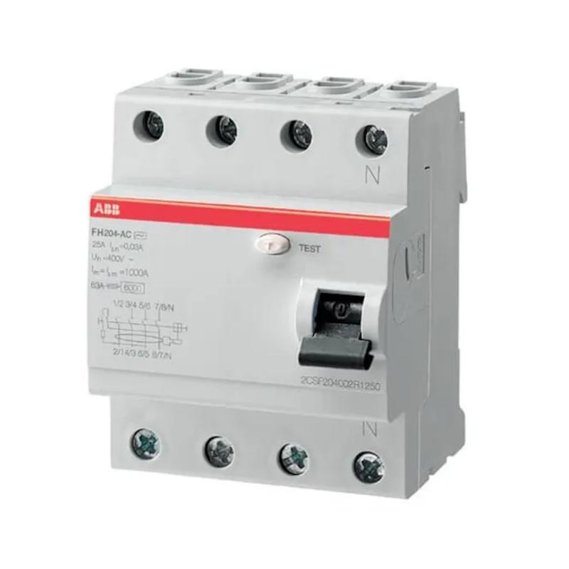 Reststrømsafbryder 4Polet AC-Type 25A 400V 100mA ABB