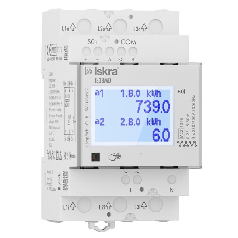 kWh-Mätare 3-Fas MID Modbus 80A 230V Iskra 0900512