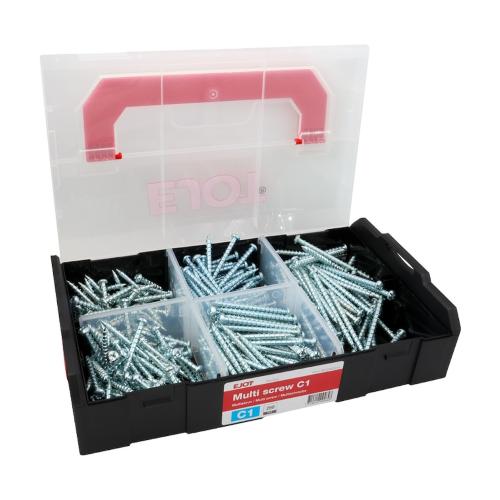 Sortimentskasse Multiskrue C1 Blankforzinket 250stk Ejot 1533720