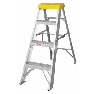 Work Ladder With Tool Shelf, 3 Steps, Aluminium, Malmbergs 1654086