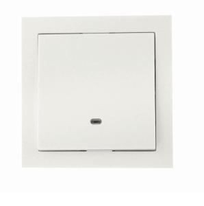 Switch Beta, White, 1-Pole/Staircase With Glow Lamp, 250V, Malmbergs 1893181