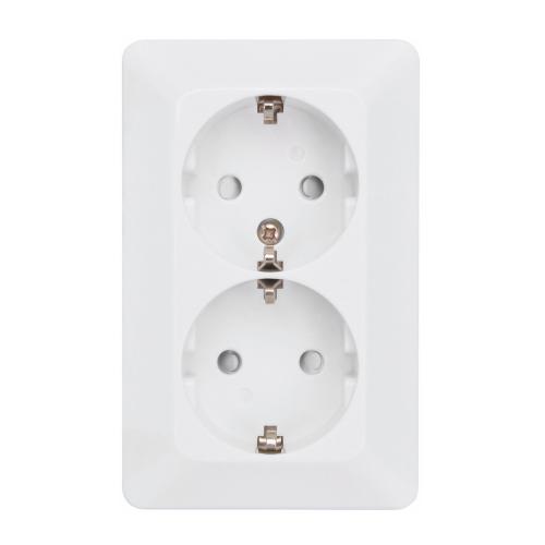 Delta Vægstikkontakt 2-vejs Overflademonteret Ral 9003, 250V, Malmbergs 1893411