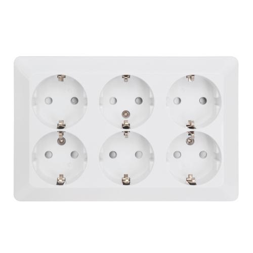 Delta Vægstikkontakt 6-vejs Overflademonteret Ral 9003, 250V, Malmbergs 1893413