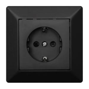 Delta Wall Socket 1-Way With Ground Screw Connection 16A IP20 Black Malmbergs 1893809