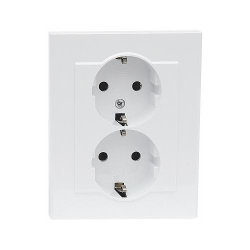 Vägguttag Optima, 2-Vägs Med Jord, Signalvit, Malmbergs 1894422