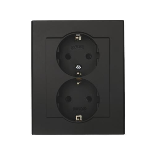 Vægstikkontakt Optima, 2-Vejs, Jordet, Indskruet, Sort, Malmbergs 1894462