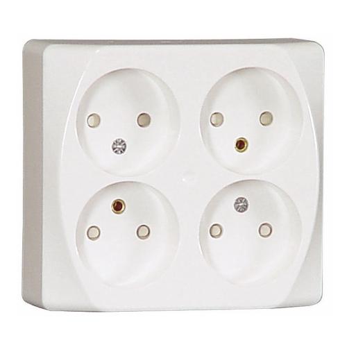 Vægstikkontakt Nova 4-Vejs Ujordet 16A 250V Hvid Malmbergs 1896886