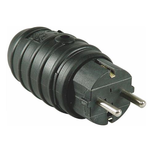 Stik, Med Jorden, Slagfast Gummi, IP44, Sort, Malmbergs 19210108