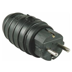 Plug, With Ground, Impact Resistant Rubber, IP44, Black, Malmbergs 1921010