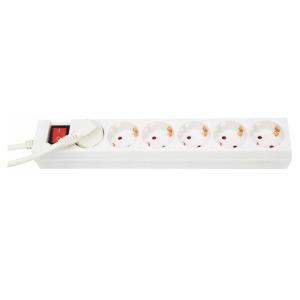 Socket Outlet, 6-Way With Switch And Earth, White, Malmbergs 1925104