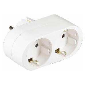 Branch Plug, 2-Way With Earth, White, 5pcs, Malmbergs 19251708