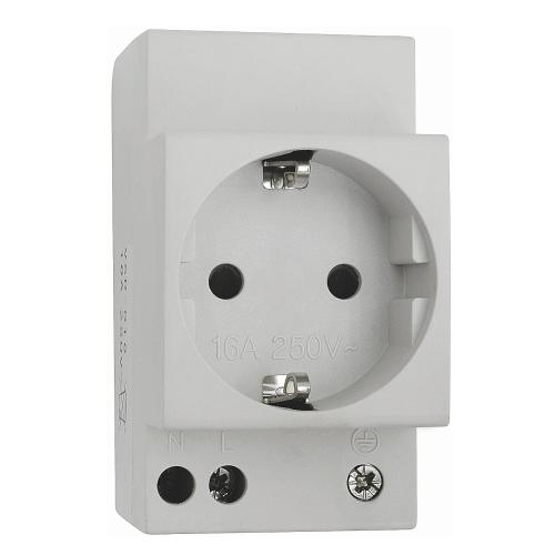 Socket for DIN Rail, 2-Pole + Ground (Schuko), Malmbergs 2149134