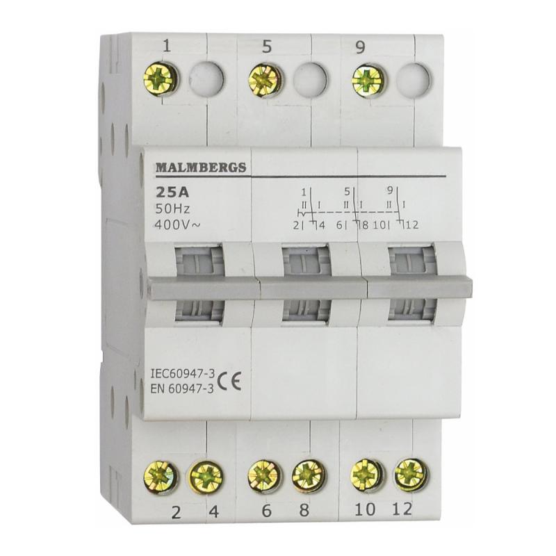 Omskifter 3 Polet I-0-II 25A 2,7W 230V Malmbergs 2149316