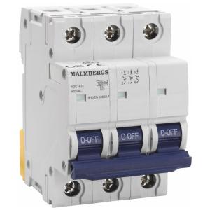 Circuit Breaker, 10kA, 6A, 230/400V, 3Pol, C-Type, Malmbergs 2149450