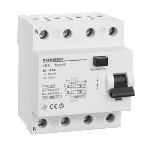 Fejlstrømsafbryder B-Type 4-Polet 63A 300mA 230/400V IP20 Malmbergs 2160543