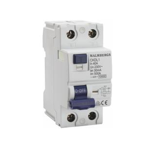 Earth Fault Circuit Breaker A-Type 40A 2 Pole 30mA, Malmbergs 2169701