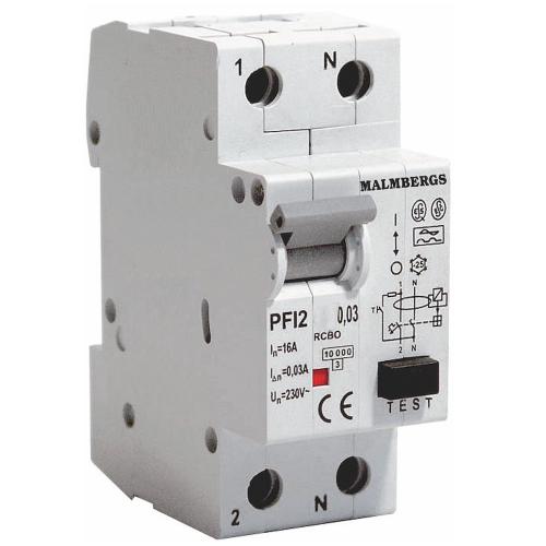 Personlig Beskyttelseskontakt, A-Type, 1P+N, C32A, 30mA, Malmbergs 2169748