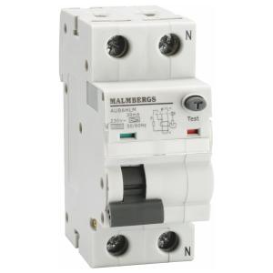 Personal Protection Switch, A-Type, 1P+N, 2Modules, B6A, Malmbergs 2169862