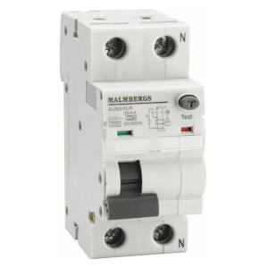 Personal Protection Switch, A-Type 1P+N, 2 Modules, C6A, 30mA, Malmbergs 2169866