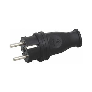 Plug, Straight, With Earth, 16A, 250V, Black, 5pcs, Malmbergs 2403940