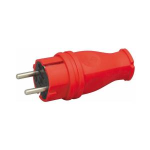 Plug, Straight, With Earth, 16A, 250V, Red, 5pcs, Malmbergs 2403947