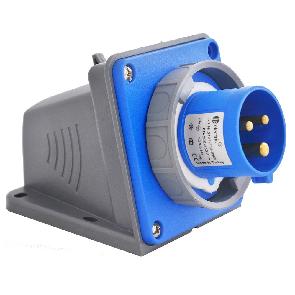 Wall Socket, 32A, 2P+Earth, 6H, 230V, IP67, TP Electric 2426053