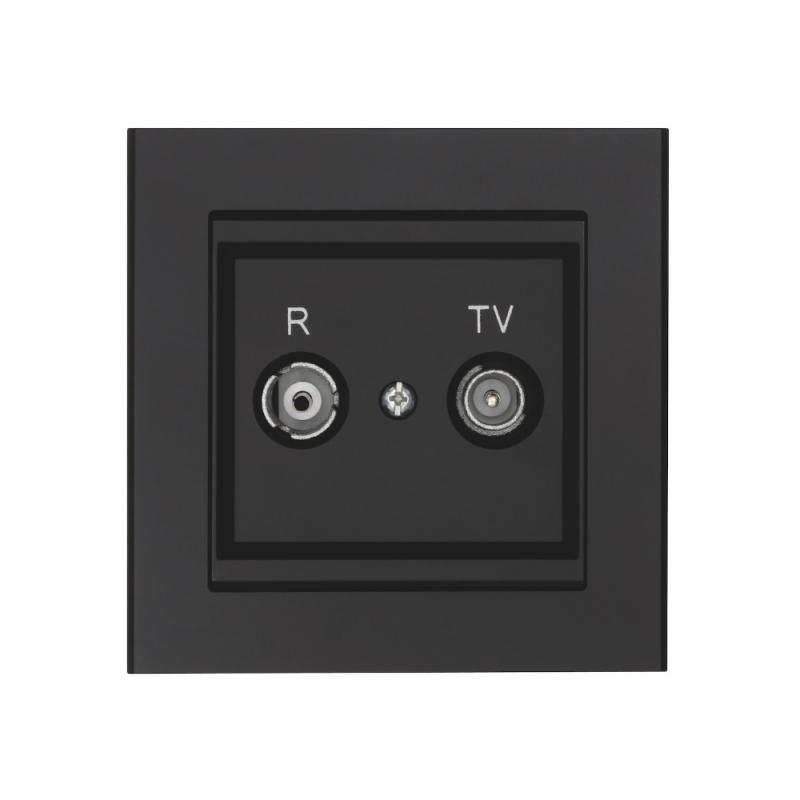 Antennuttag för TV/Radio, 75 Ohm, Svart, Malmbergs 6080057