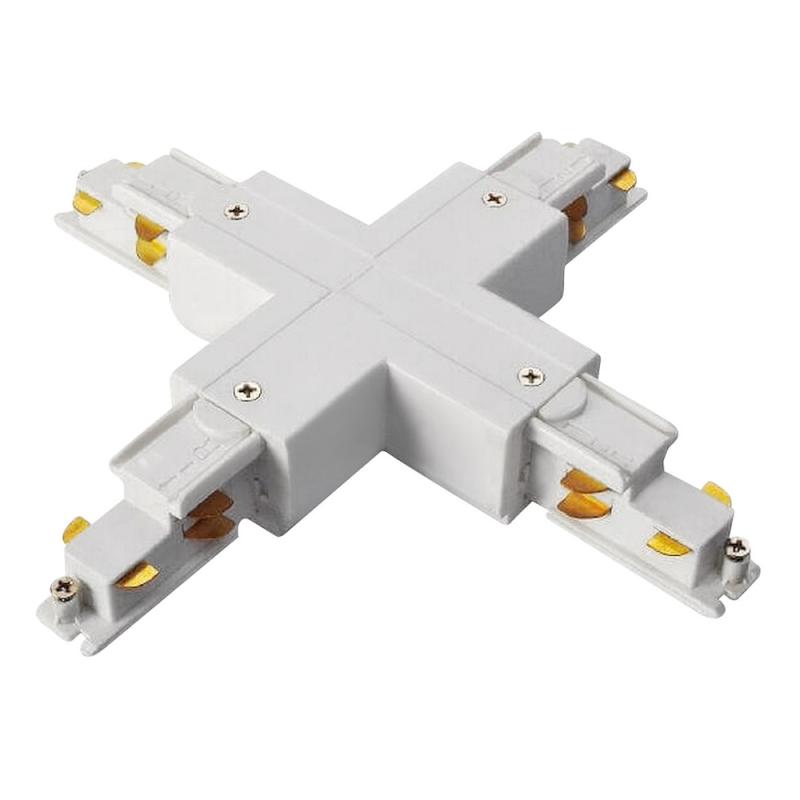 Samleled Kryds Dali, Til 3-Faset Skinne, Hvid, Powergear 7420314