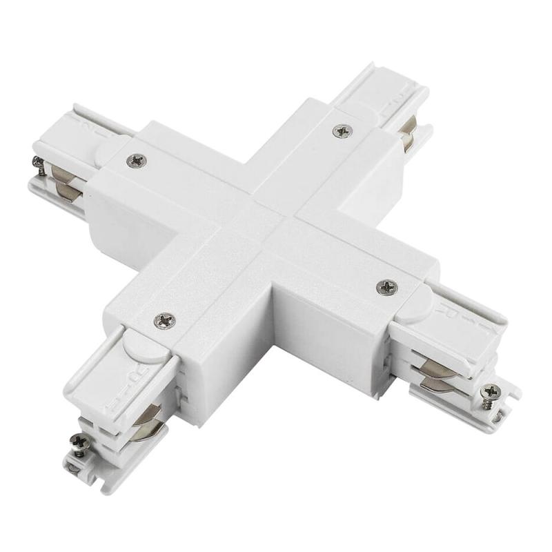 Samleled Kryds Dali, 1-Faset, Til 3-Faset Skinne, Hvid, Powergear 7420350