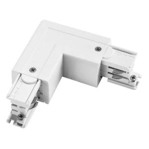 L Connector Dali, 1 Circuit, Left, For 3 Phase Track, White, Powergear 7420353