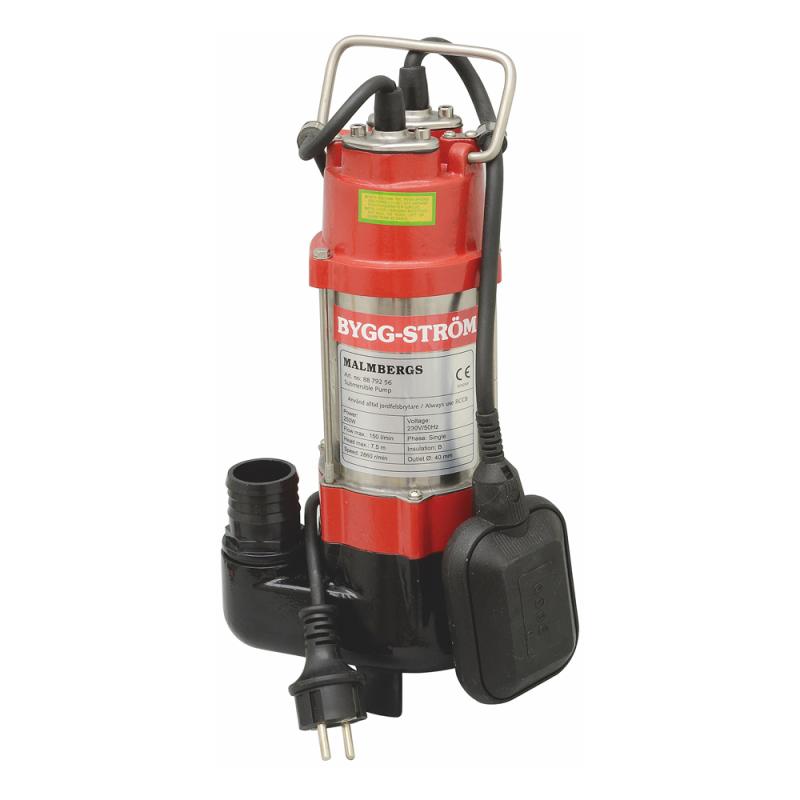 Lænsepumpe, Rustfri, 150L, 250W, IP68, Flyder, Bygg-Ström