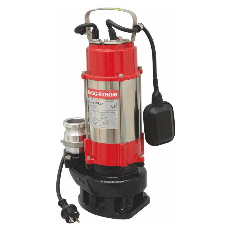 Lænsepumpe, Rustfri, 300L, 750W, IP68, Flyder, Bygg-Ström