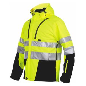 Softshell-Jakke, Advarsel, Klasse 3, XL, Gul/Sort, Malmbergs 9816003